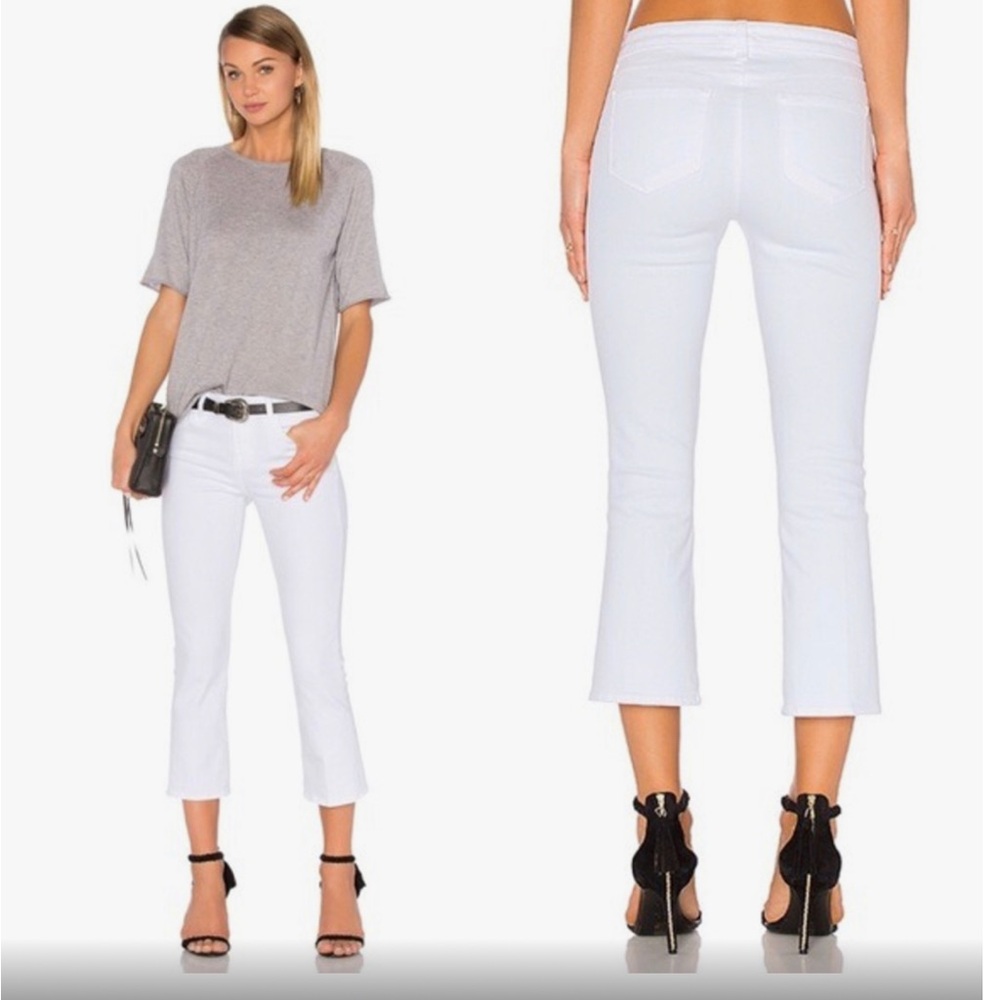 NWOT L’Agence Charlotte Mid-Rise Crop Flare Jeans Sz 27 Cotton White